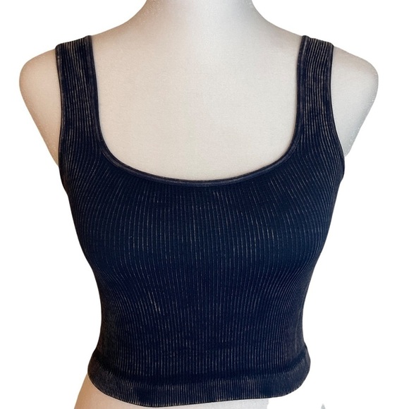 Free People Happiness Runs Square Neck Crop in Deepest Blue - Picture 1 of 3